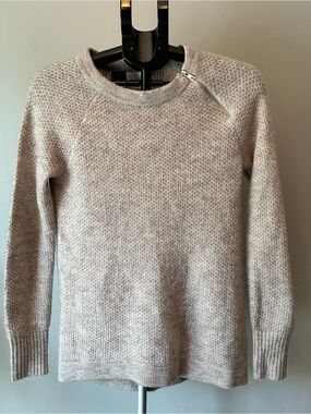 Abercrombie and Fitch Textured Knit Zipper Accent Sweater Size XS Beige Melange